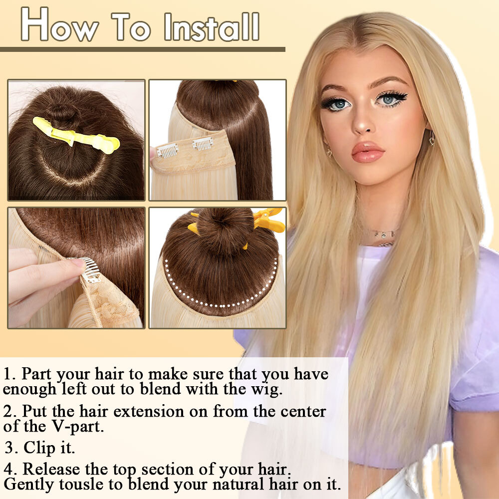 100% Natural Synthetic Hair Long Full Head Clip in on Hair Extensions Thick 145g