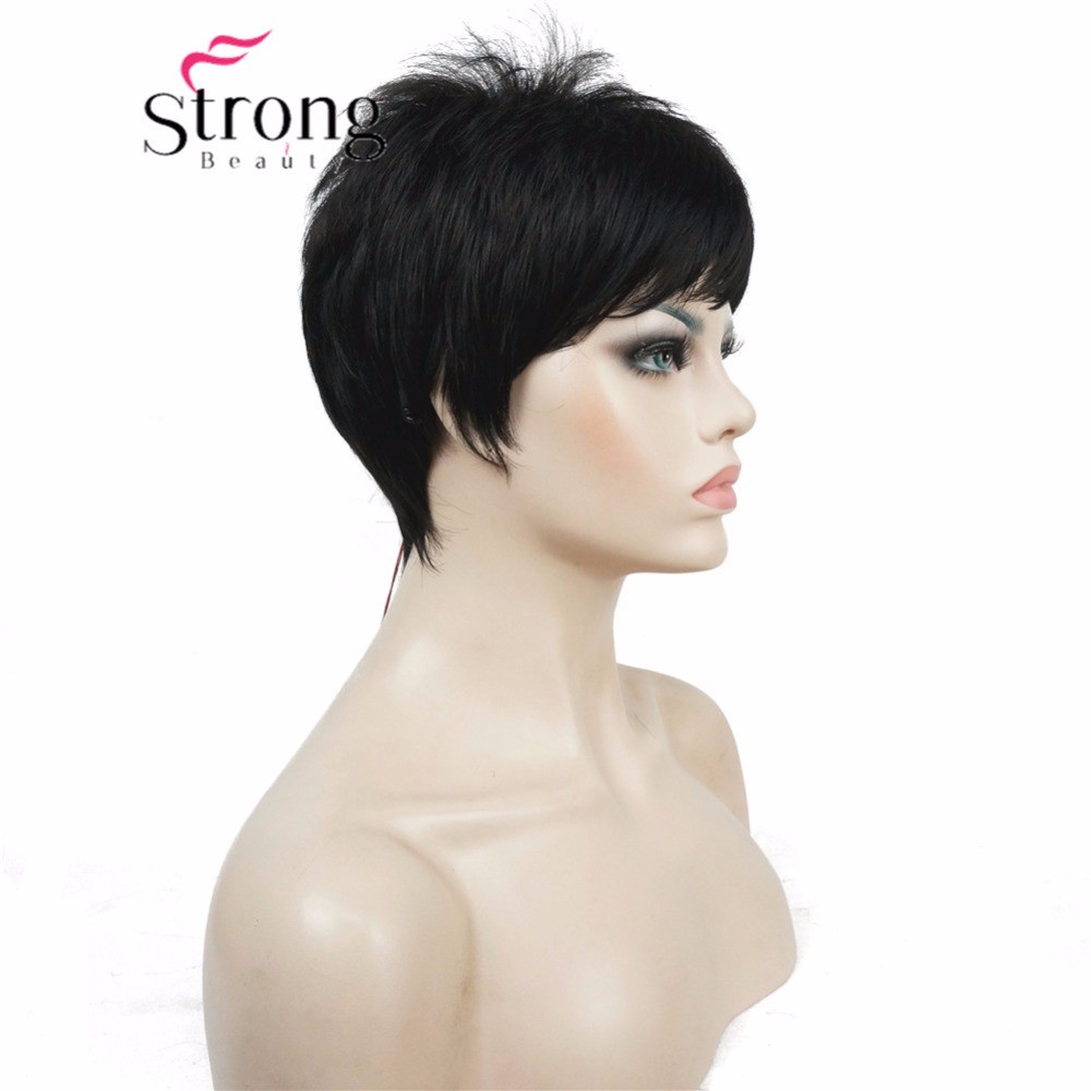 Super Short Layered and Spikey Blonde Black Shaggy Synthetic Wig Women Wigs