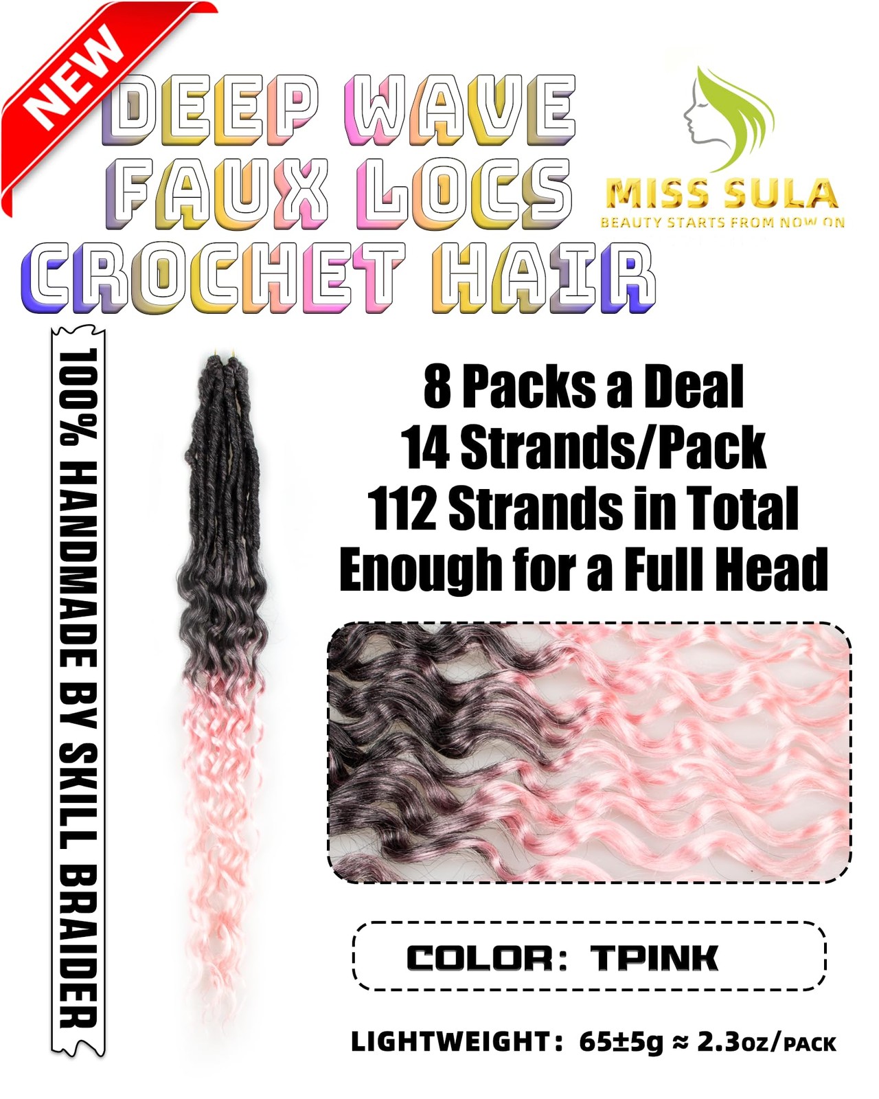 Miss Sula Deep Wave Faux Locs Crochet Hair For Black Women24 Inches 8 Packs 112
