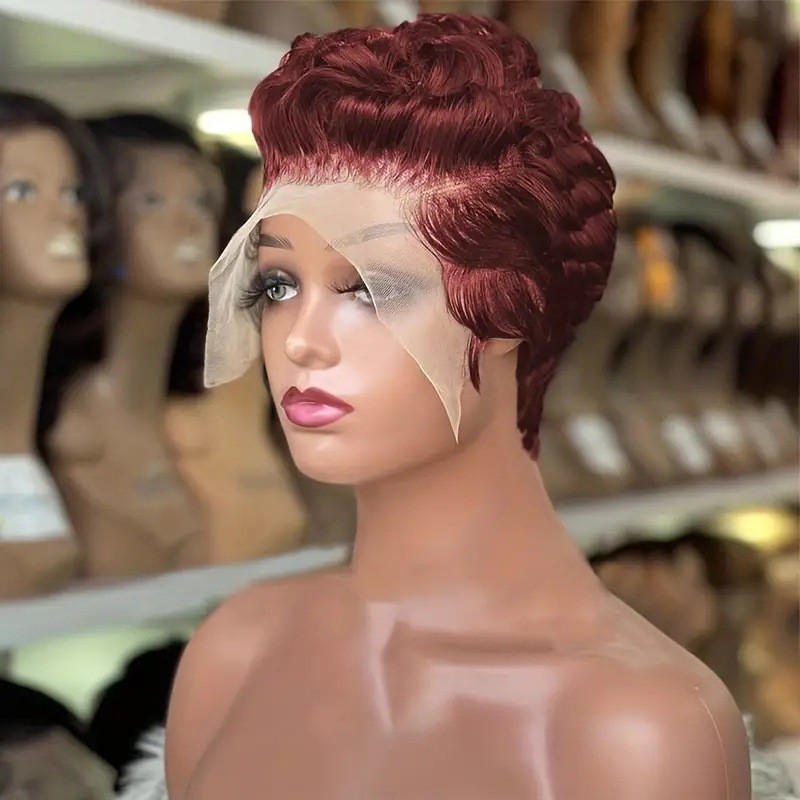 Short Curly Front Lace Full Head Wig for Women Fashion European American Style