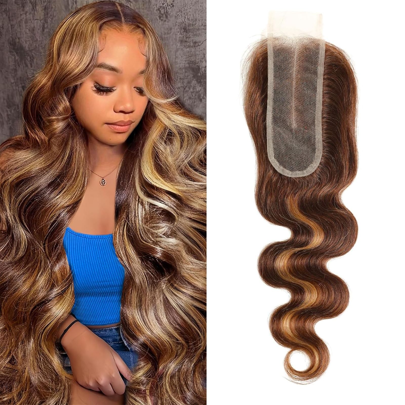 Mootaful 2X6 Hd Lace Closure P4/27 Highlight Body Wave Transparent 2 By 6 Hd