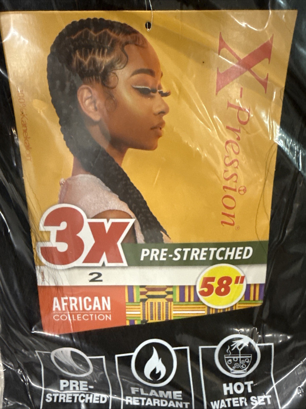 3 PACKS X-pression Expression 100% Kanekalon 3X Braid Hair Pre-Stretched 58″ .