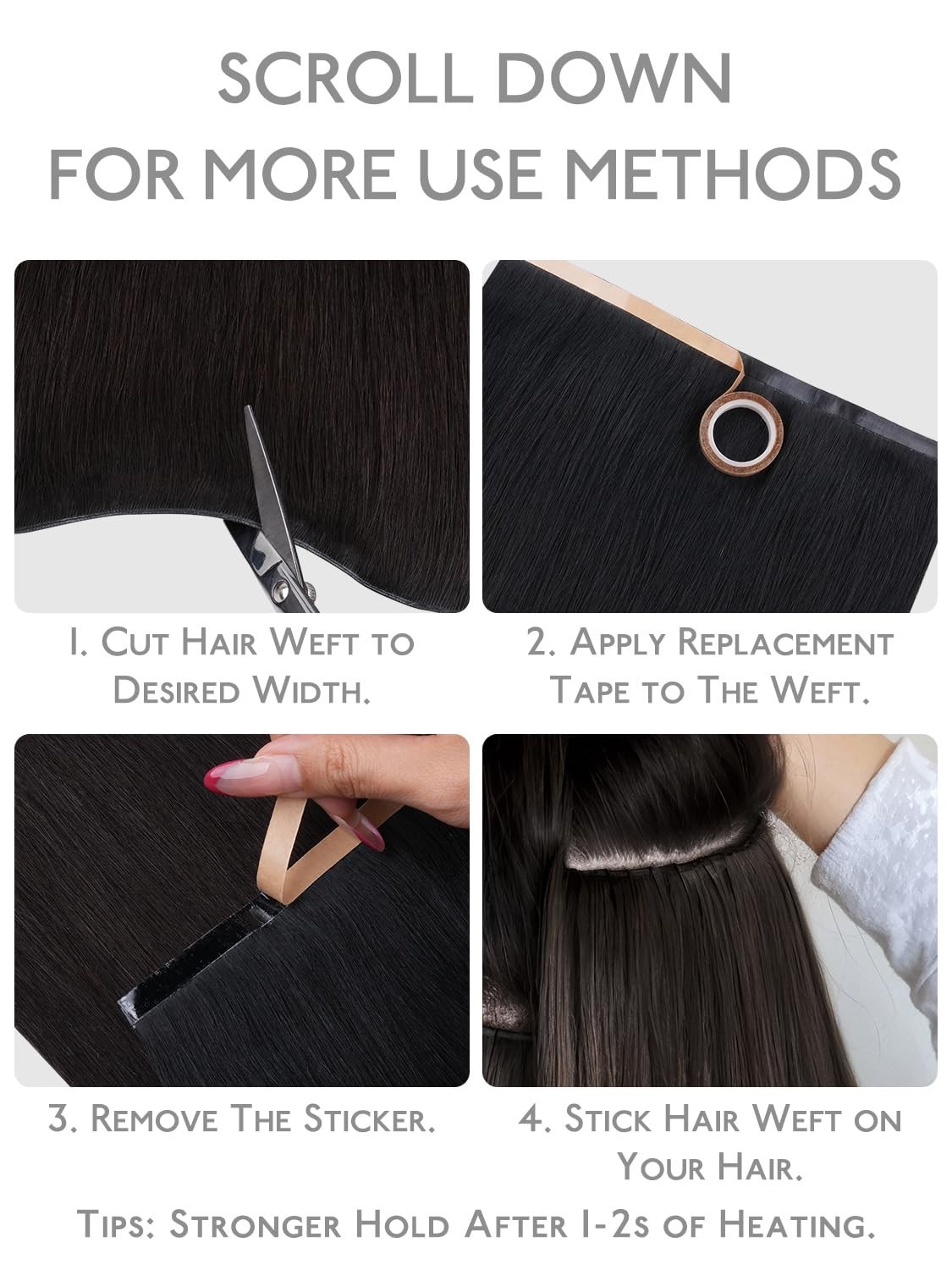 WENNALIFE Genius Weft Tape in Hair Extensions Human Hair 18 Inch 50g Natural Bla