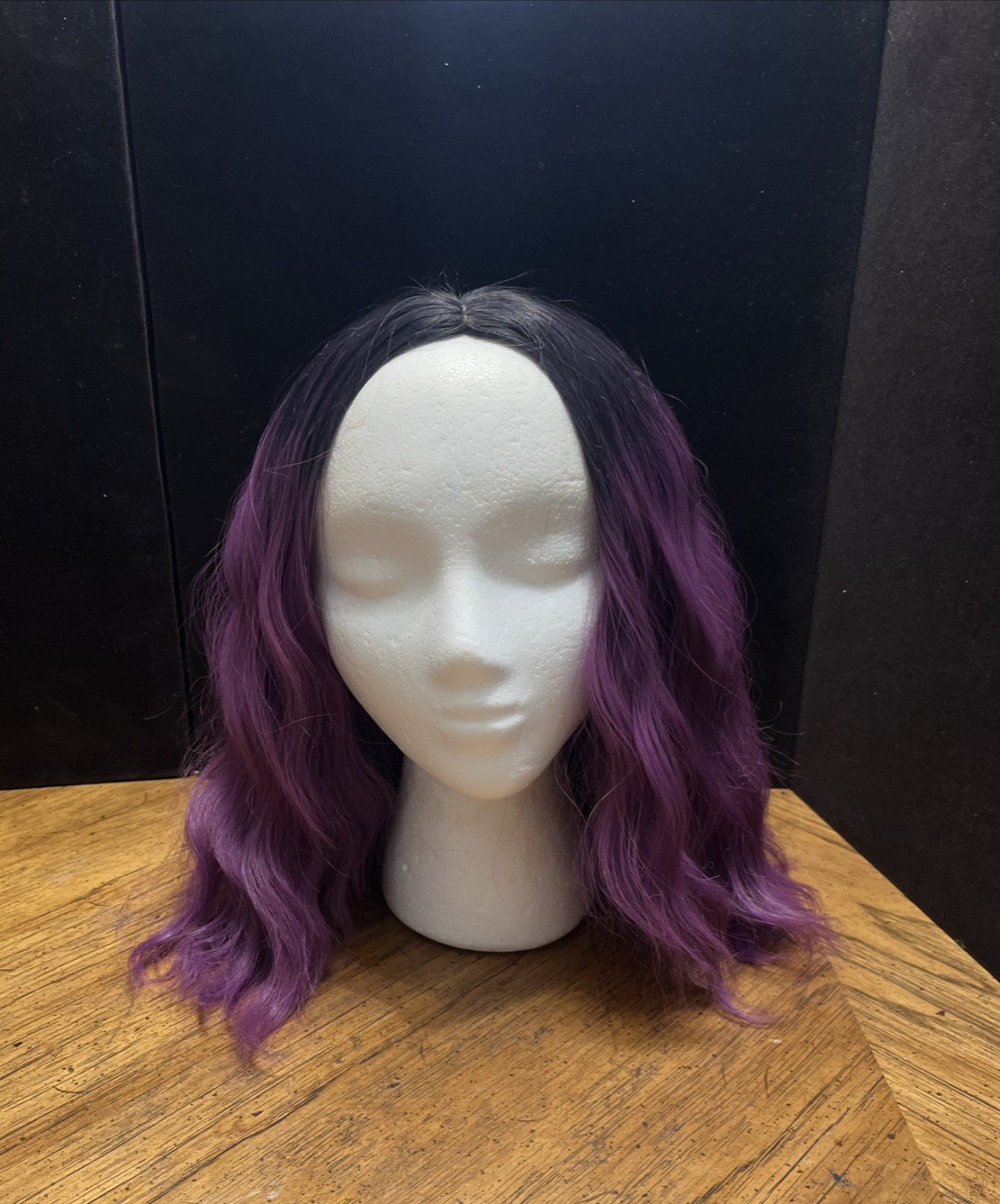 Lux Deep Part Lace Premium Human Hair Blend Wig Set Of Black/Purple