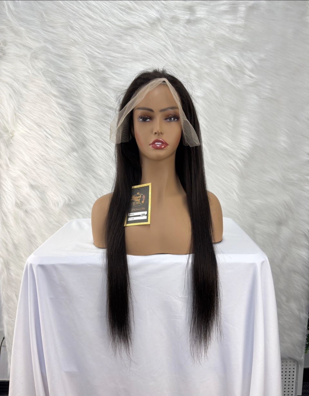 100% Human Hair Wigs straight 13×6 Lace Frontal 28” Natural 200%d