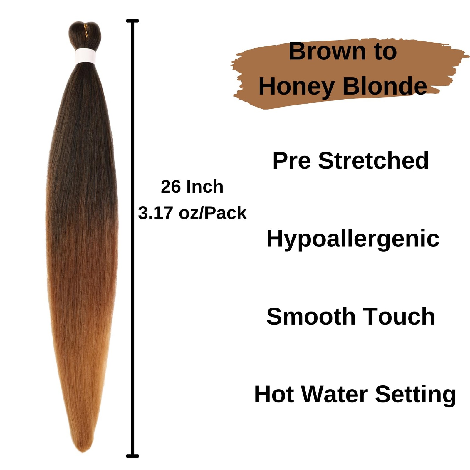 Ombre 1B/30/27 Braiding Hair Pre stretched Brown to Honey Blonde Boho Hair fo…