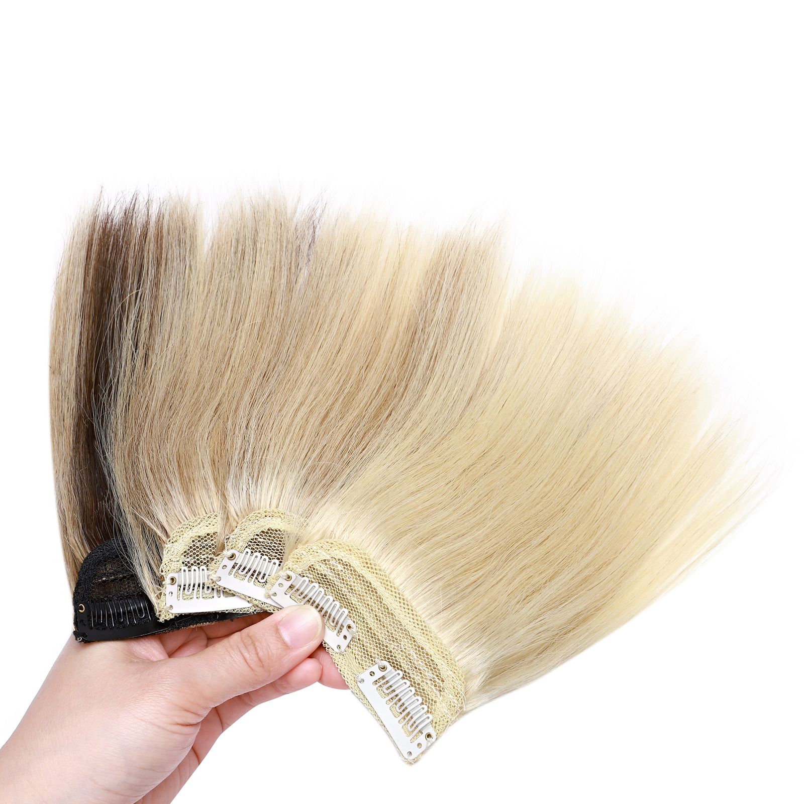 Short Mini Hair Pad Clip In Top/Side Real Remy Human Hair Extensions One Piece X