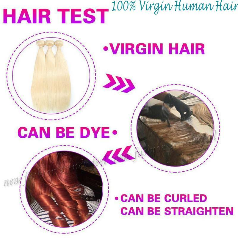 Blonde Virgin REMY Human Hair Extensions Doubel Weft Weave 100-300g with closure