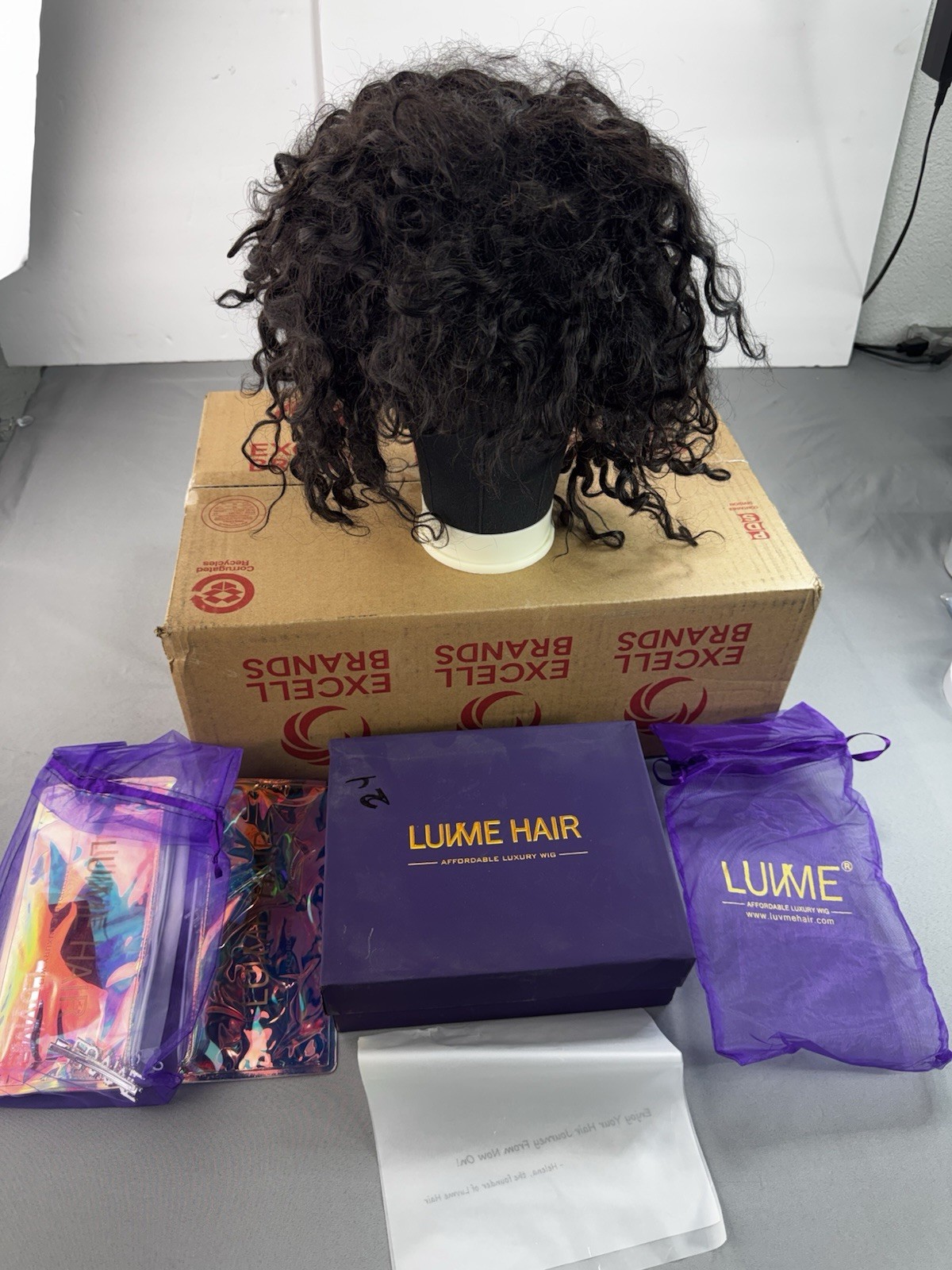 LUVME HAIR HD Human Hair Wig Short Curly Dark Brown Black NEW With Box