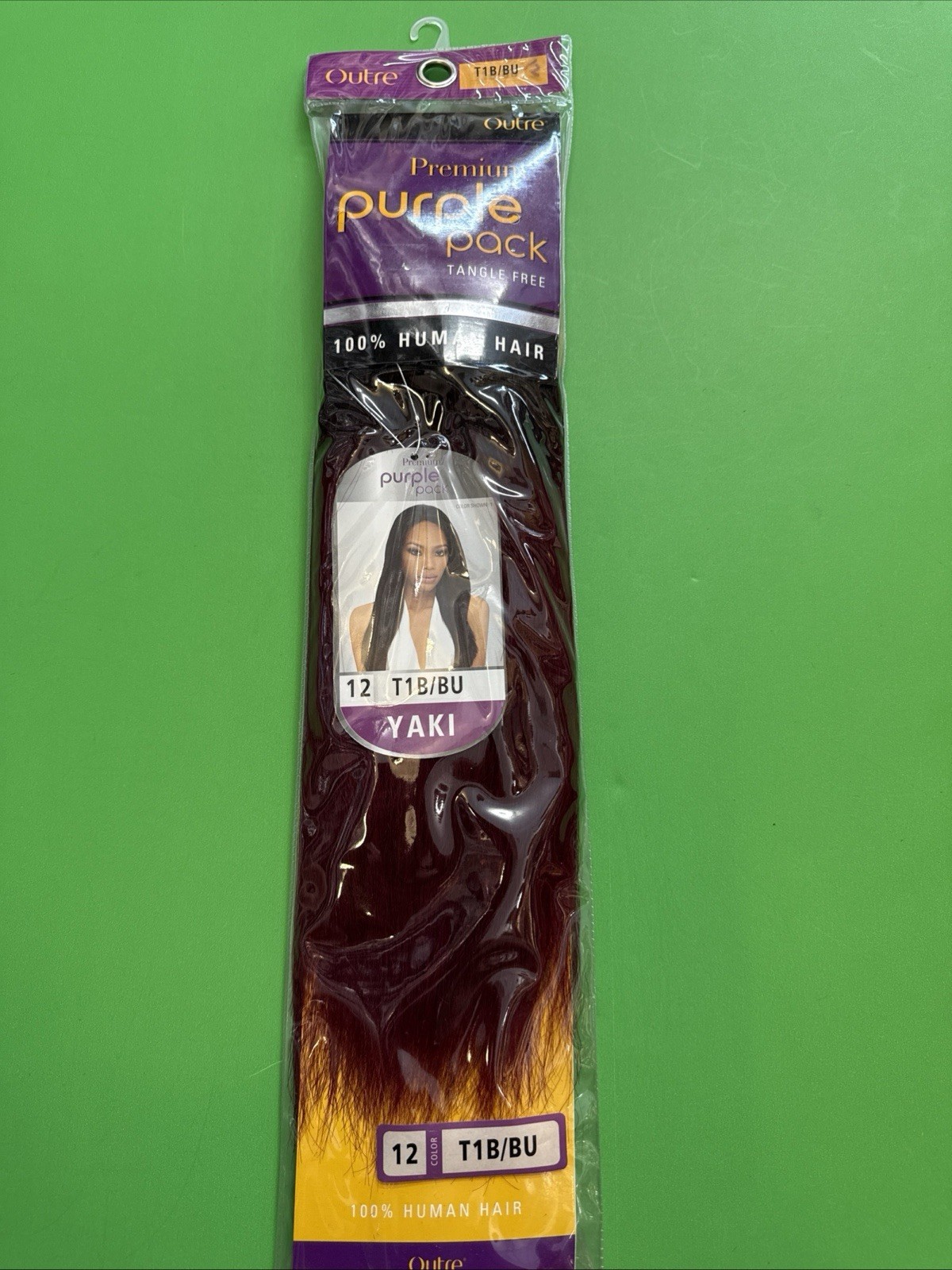 OUTRE PURPLE PACK 100% HUMAN HAIR YAKI WEAVE 12″ T1B/BU Two Tone 1B/BURGUNDY