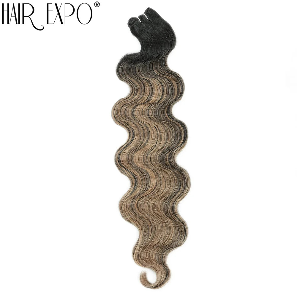 Piano Blonde Ombre 24Inch Thick Synthetic Bio Body Wave Hair Extensions Bundles