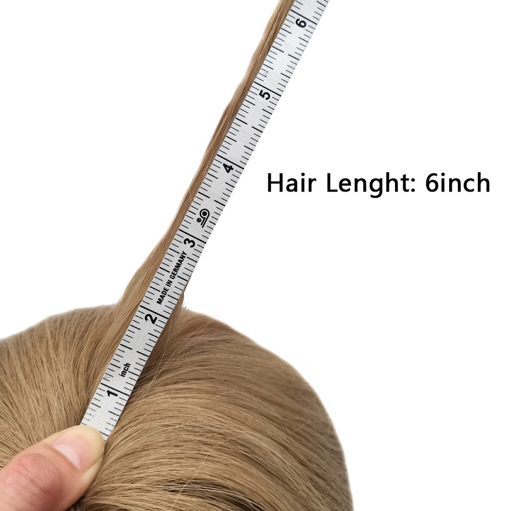 Full Poly Skin Mens Toupee Injected PU Human Hair System Replacement Wig for Men