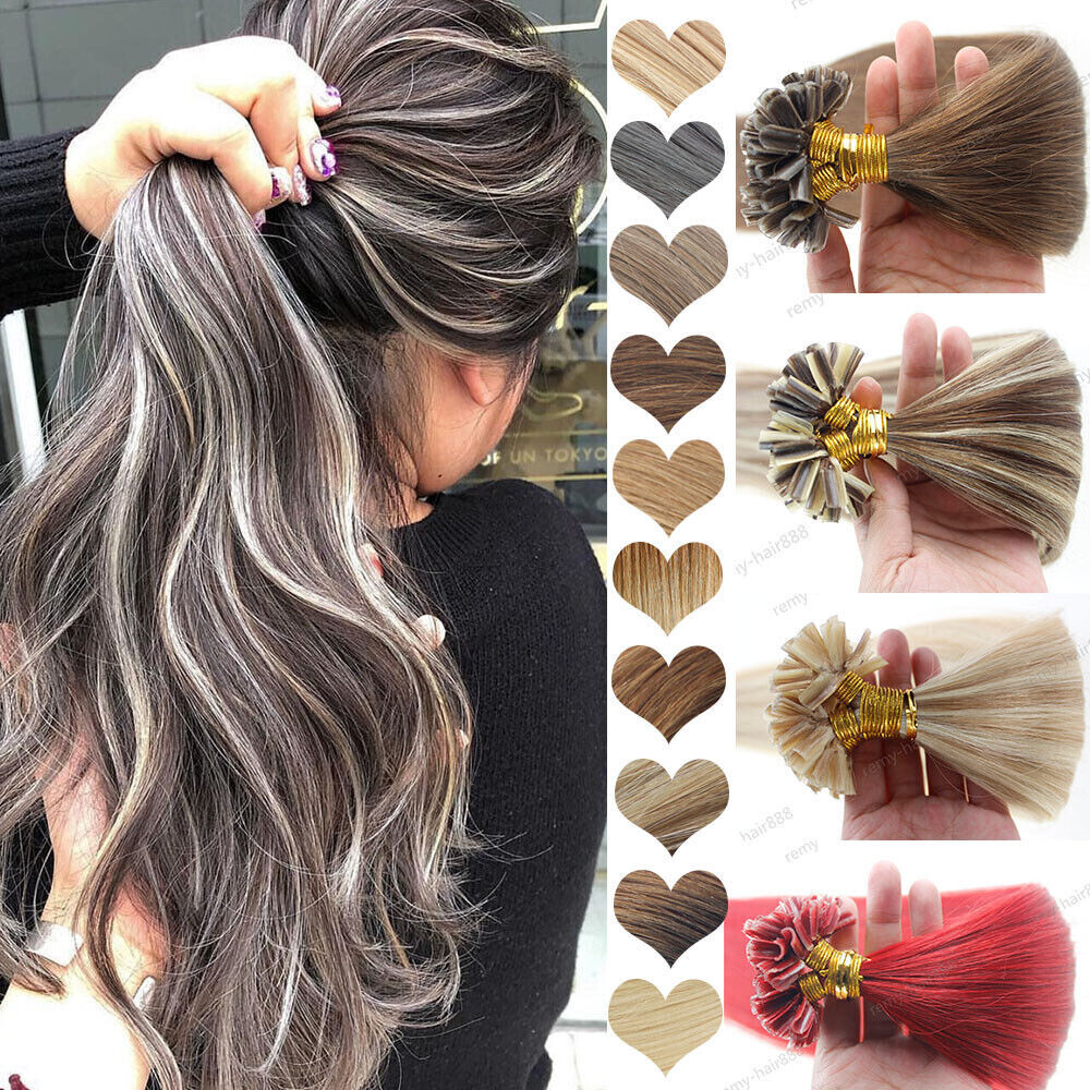 Keratin U Tip Human Hair Extensions Fusion Bonded Nail Tip DoubleDrawn Remy Hair