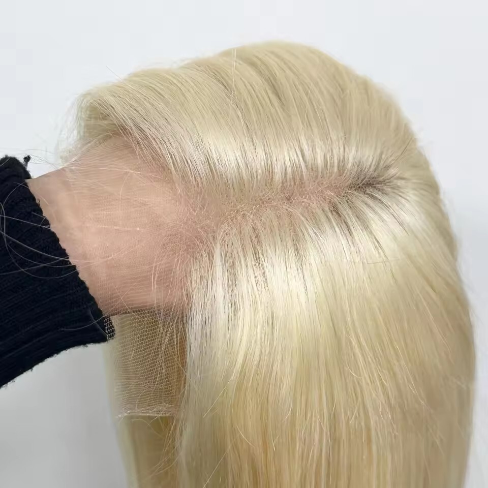 8″x8″ Light Blonde Swiss Lace Closure Topper Remy Human Hair Women Toupee #613
