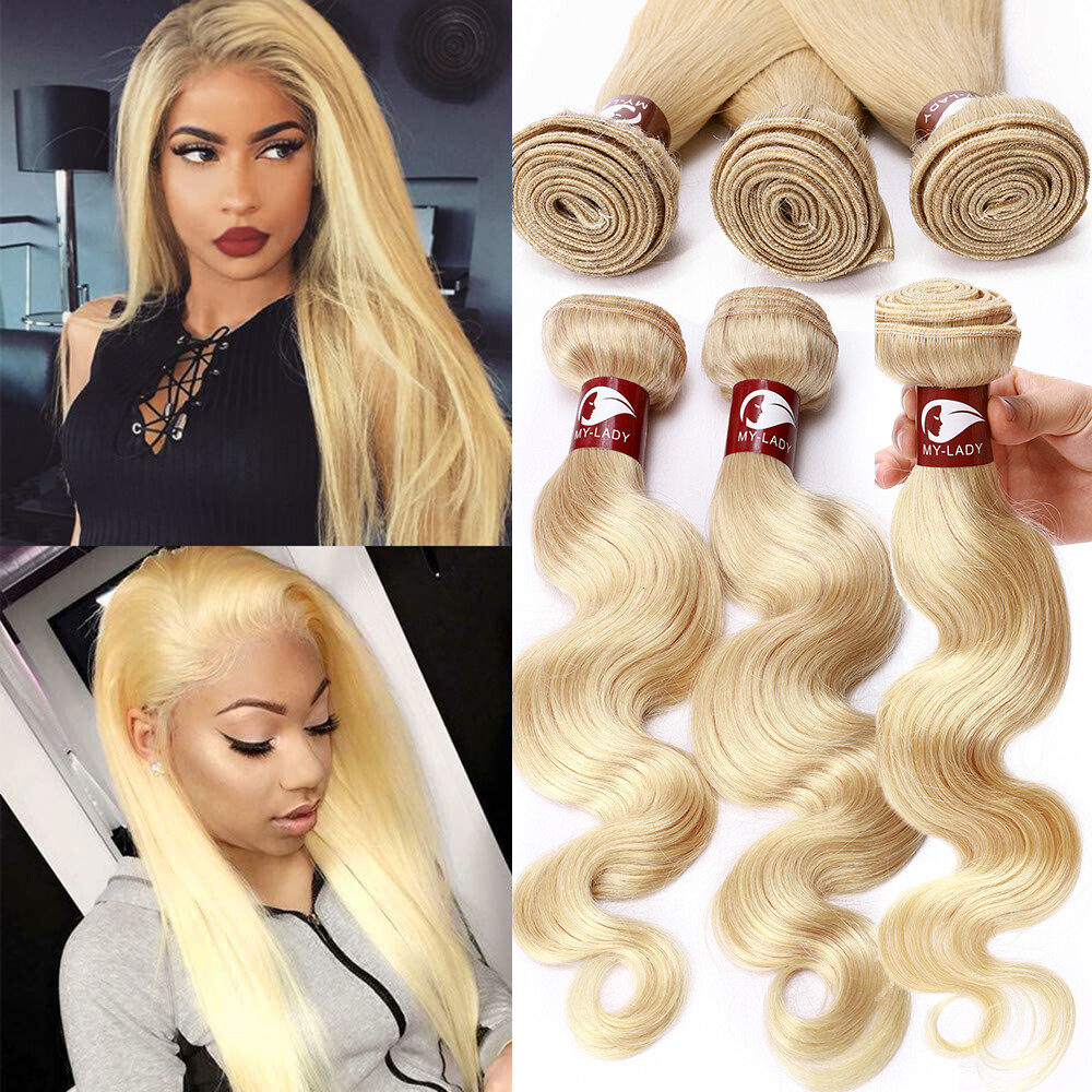 9A Brazilian Virgin Human Hair Bundles Hair Extensions Straight Body Wave Blonde