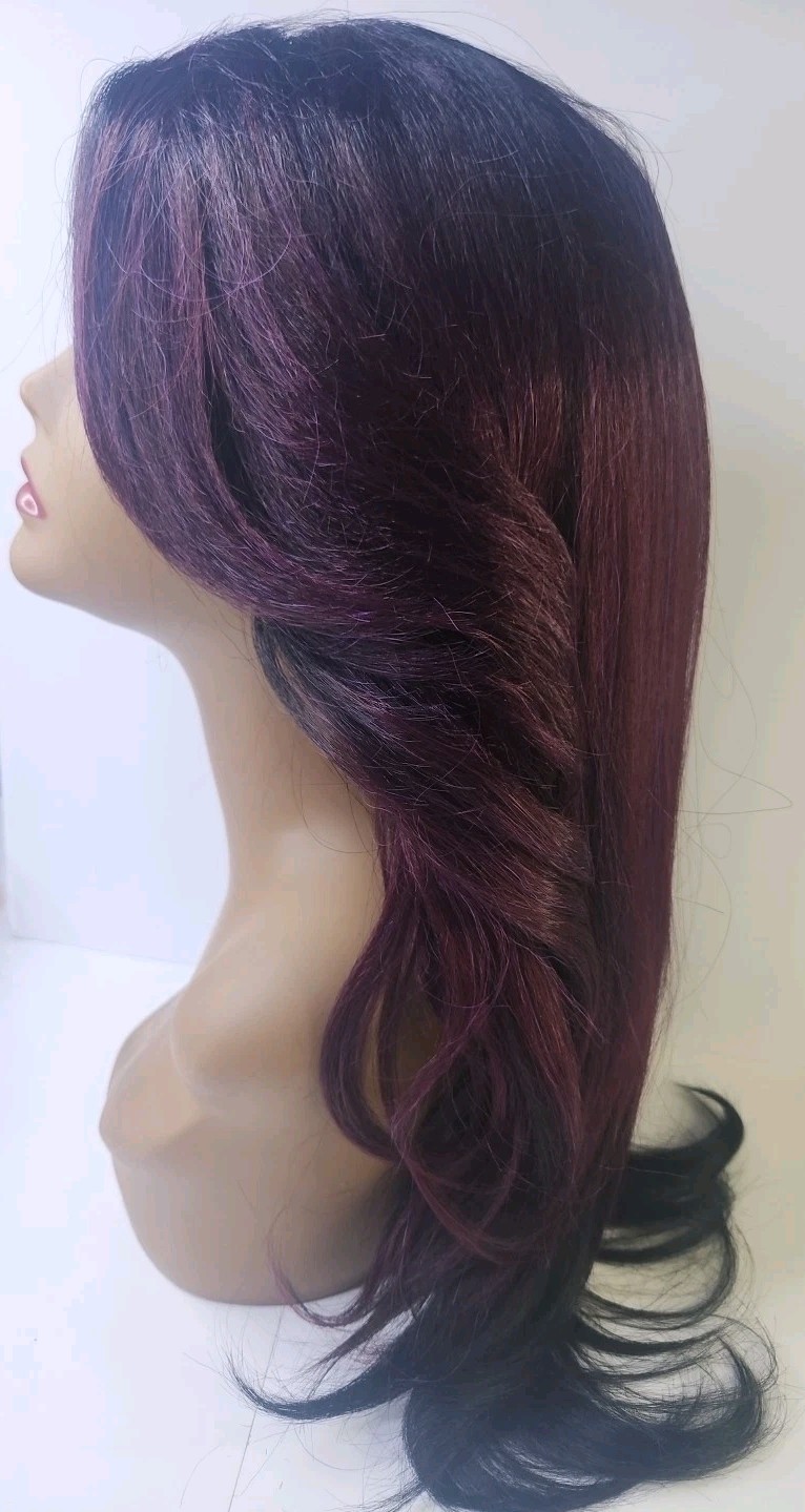 It’s A Wig Swiss Lace Front Wig TT P Burgondy/ Purple Black Color Higheat400°F.