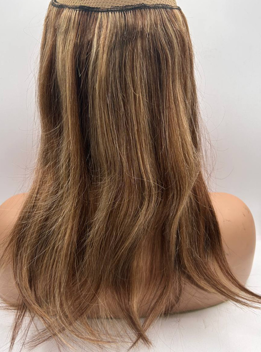 TESSHAIR 14IN Halo Hair Extension Medium Brown Mixed Dark Blonde