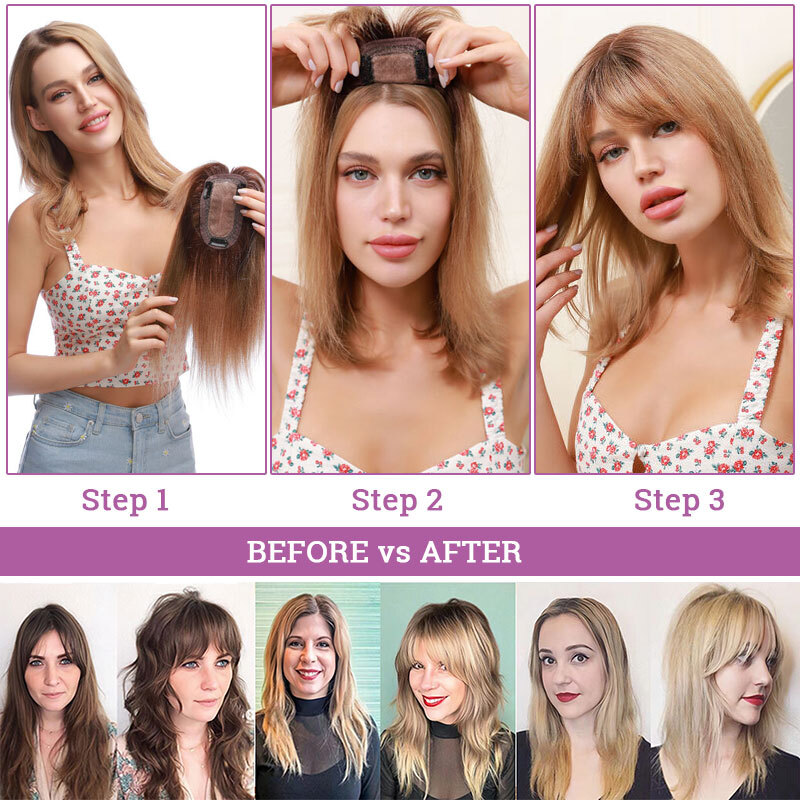 CLEARANCE Women Clip In Hair Topper Toupee Wigs Hairpiece 100% Natural Straight