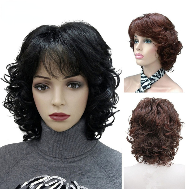 12 Inch Short Women Curly Wavy Bob Wig Fluffy Dark Blonde Hair Cosplay Casual US