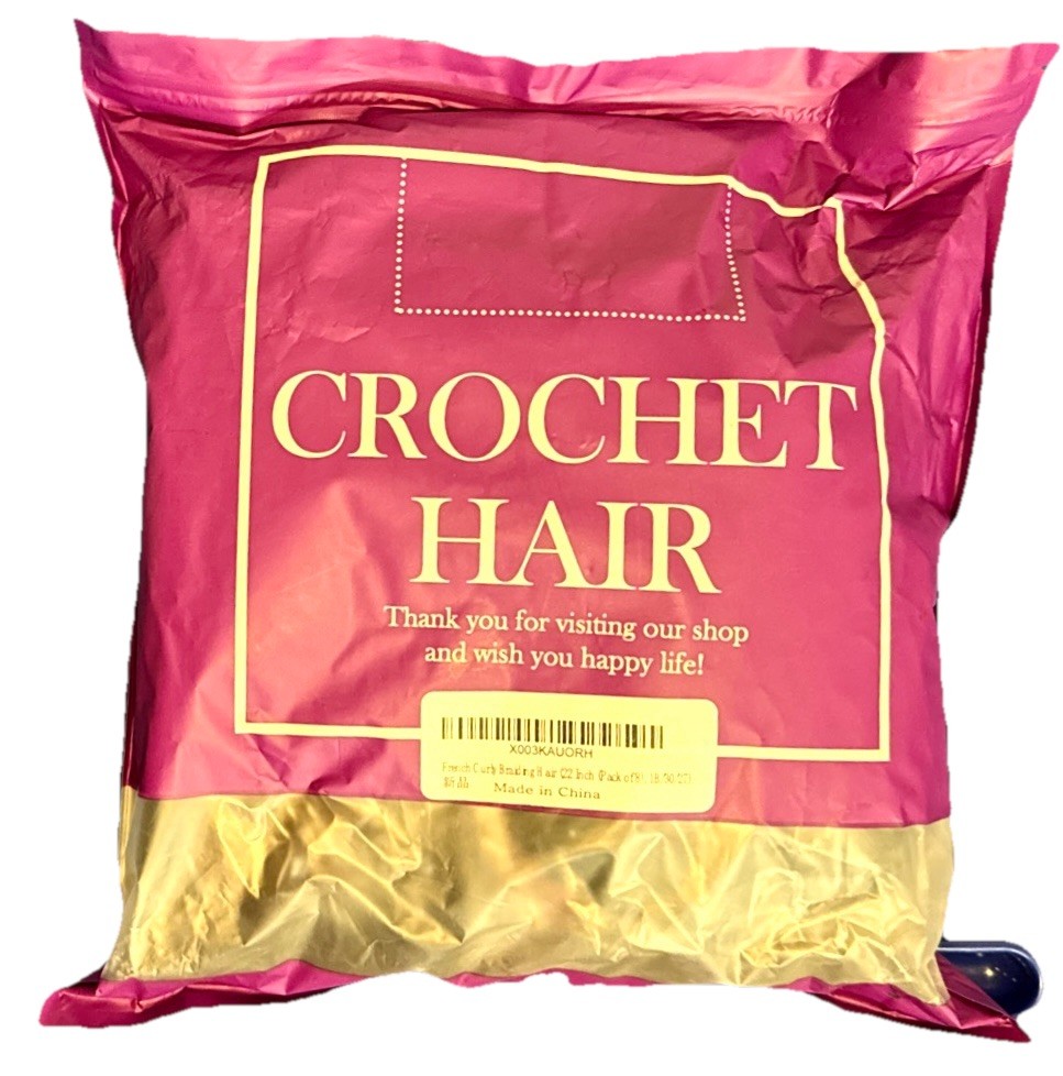 Crochet hair extensions French Curly BrailingH air 22 Inch Pack Of 8 1B/30/27)