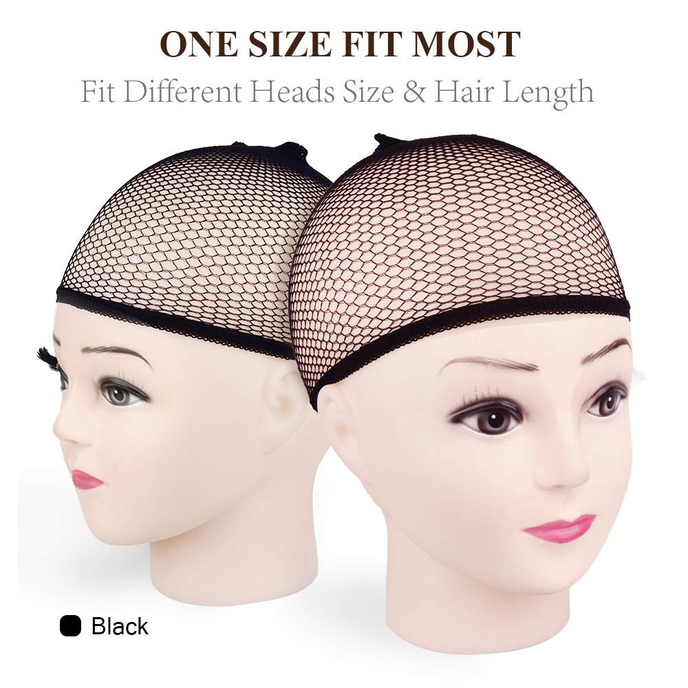 MORGLES 6PCS Wig Cap Non Slip, Black Mesh Net Wig Caps for Women Men, Weaving Ha