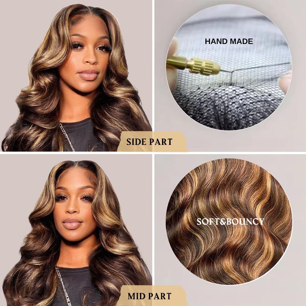 Transparent Lace Wigs Human Hair 13×4 Body Wave Honey Blonde Lace Front Wigs