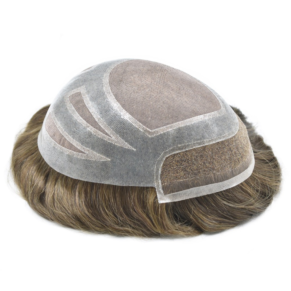 Swiss Lace Front Mens Toupee Hairpieces Mono Pu Hair Replacement System for Men