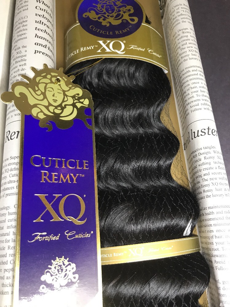 XQ CUTICLE REMY YAKY 100% HUMAN HAIR WEAVE_CHELSEA_DEEP_WAVE_18″_#1B