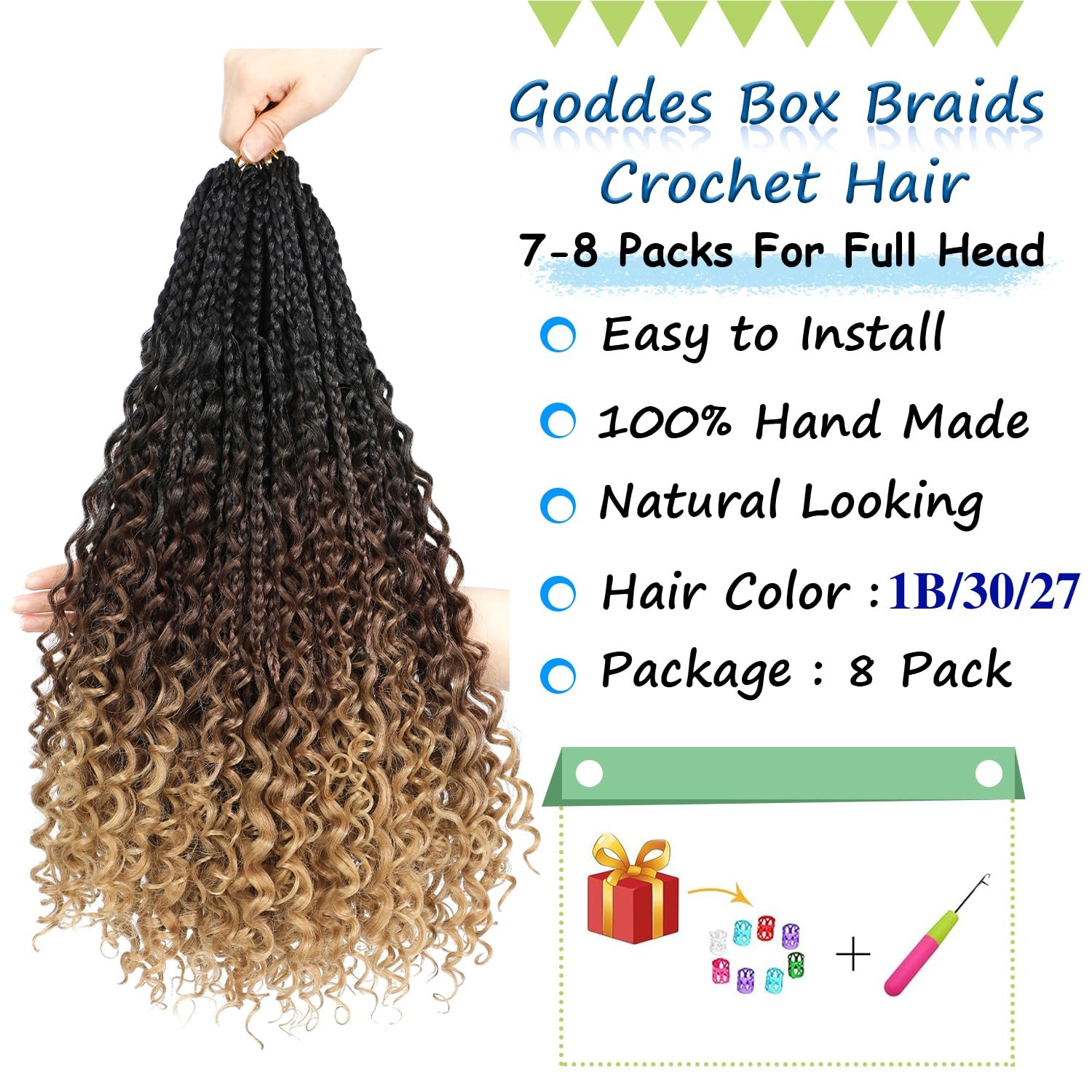Goddess Box Braids Crochet Hair 8 Packs Pre-looped Boho Box Braids Braiding H…