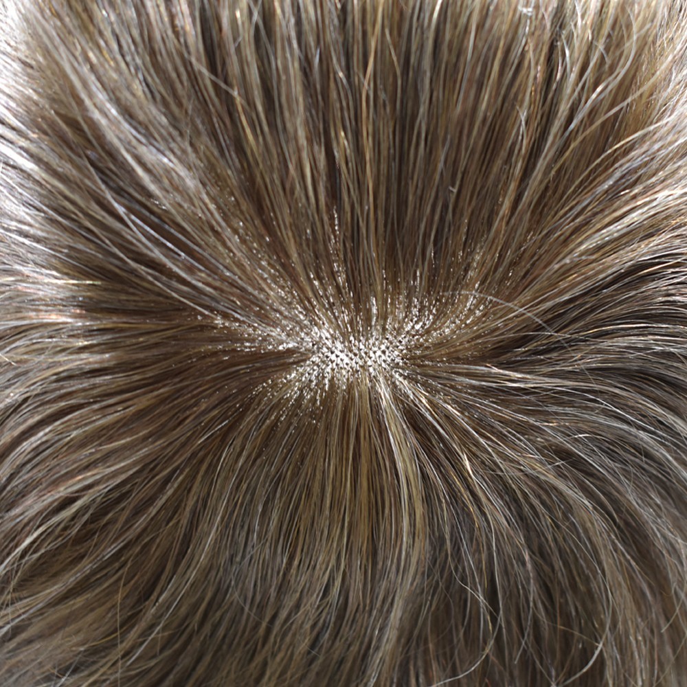Mens Toupee French Lace Front Hair Piece System Fine Mono Poly Skin Wig for Men