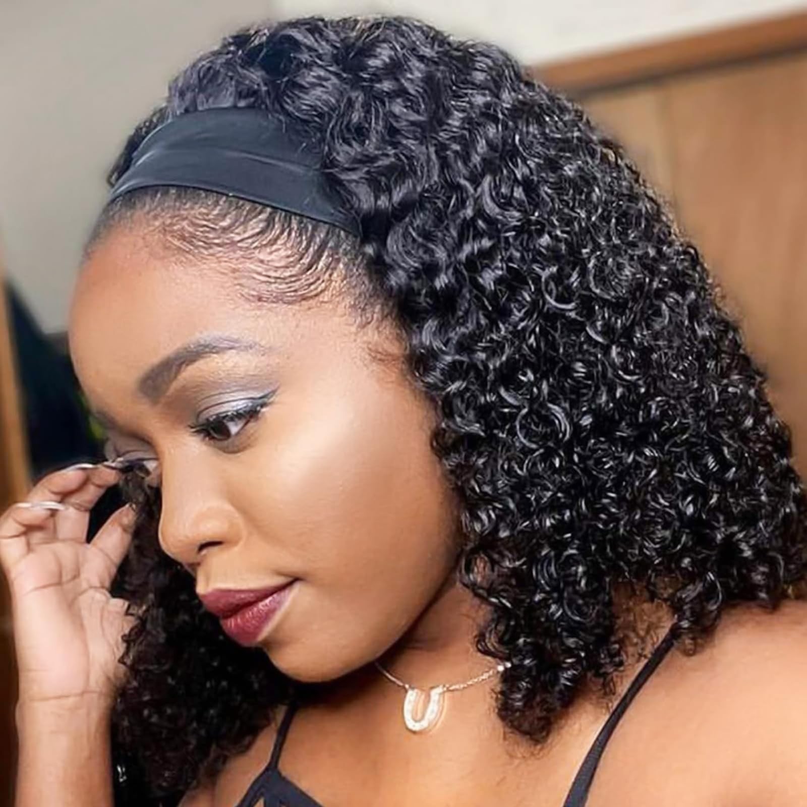 AISI QUEENS Headband Wig Human Hair For Black Women Curly Wigs Glueless Human…
