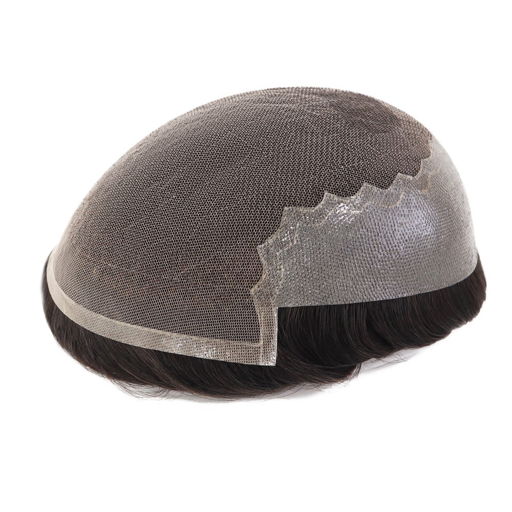 Toupee For Mens Human Hair Replecement System French Lace Thin Skin Hairpiece Q6