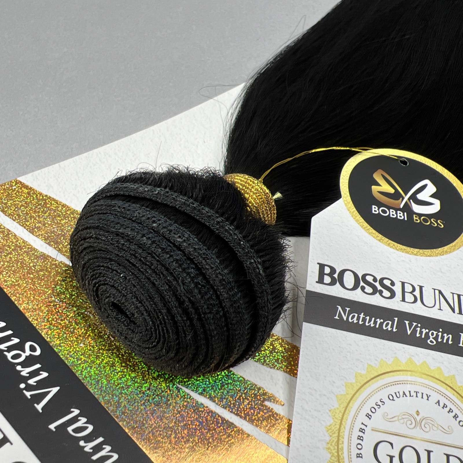 18” Natural Black Boss Bundles Yaki Straight 100% Human Hair Track Extensions
