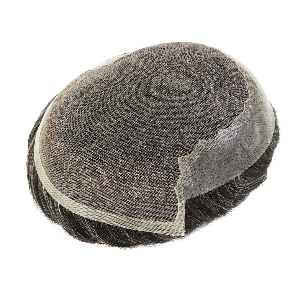 Toupee for Men Human Hair Systems French Lace Unit Durable Hair Pieces Q6#1B40