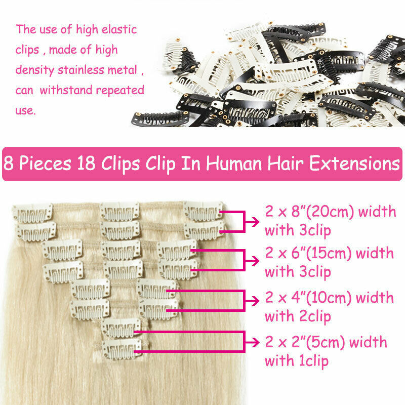 Clip In Hair Extensions Human Hair Invisible Remy Thick Highlight Fashion Hair
