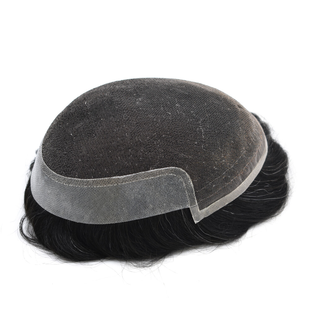 Mens Toupee French Lace Front Poly Pu Hairpiece Natural Hair Replacement Systems