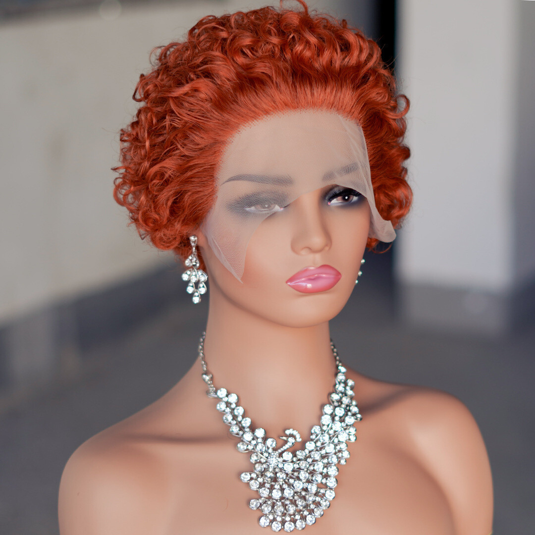 Short 6″ Curly Human Hair Lace Front Wig for Women 13×1 Lace Human Hair Afro Wig