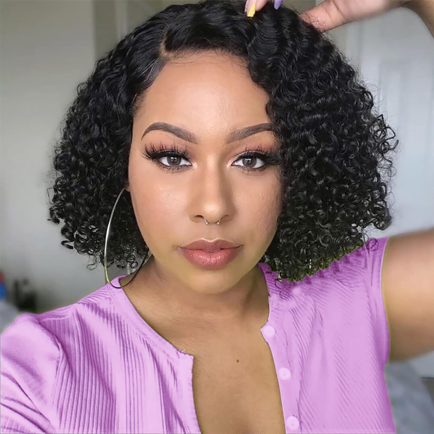Wear and Go Glueless Wigs Human Hair Pre Plucked Pre Cut 4X4 Curly Bob Wigs