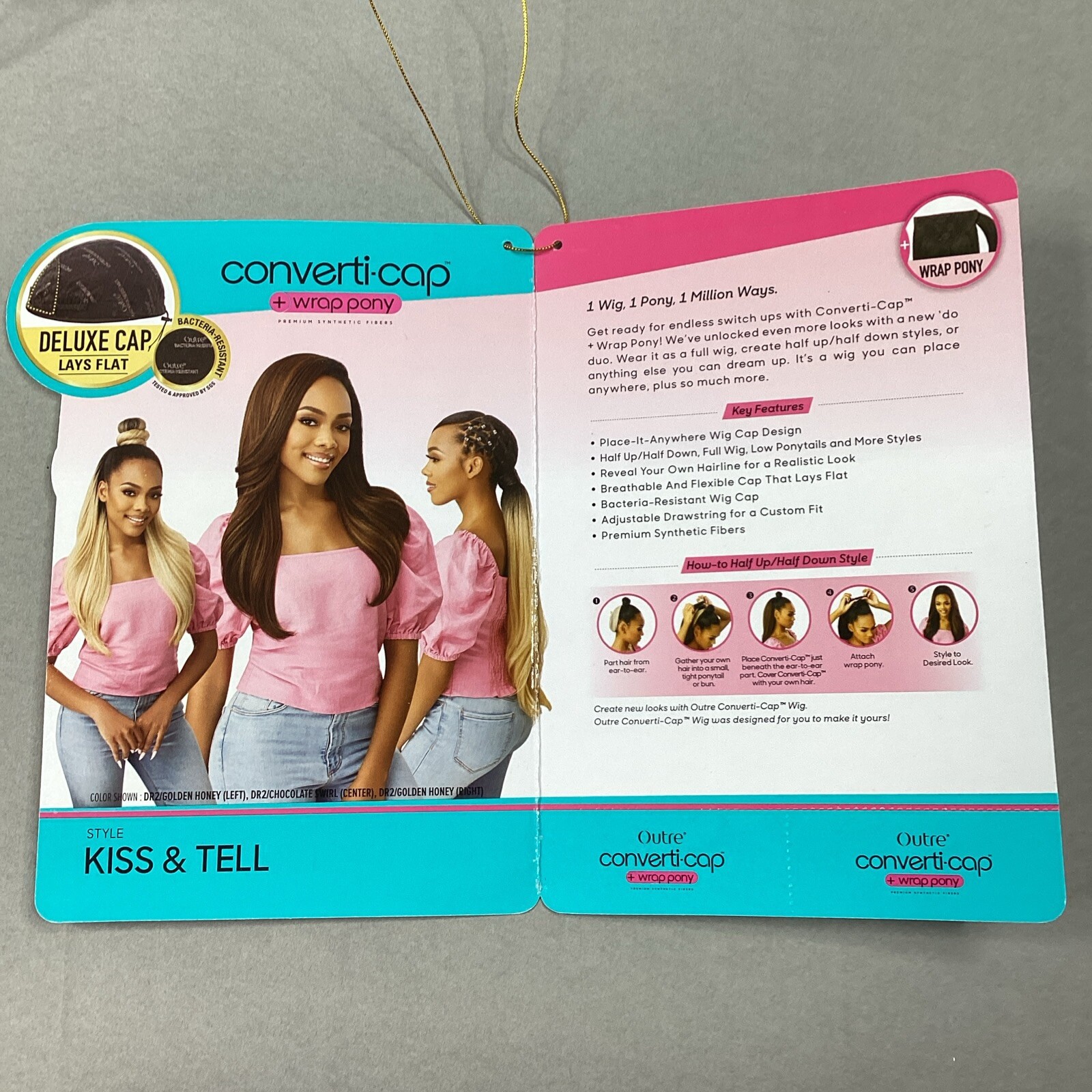 Converti-Cap + Wrap Pony Kiss & Tell #S1B/30 Black Brown Premium Synthetic Wig