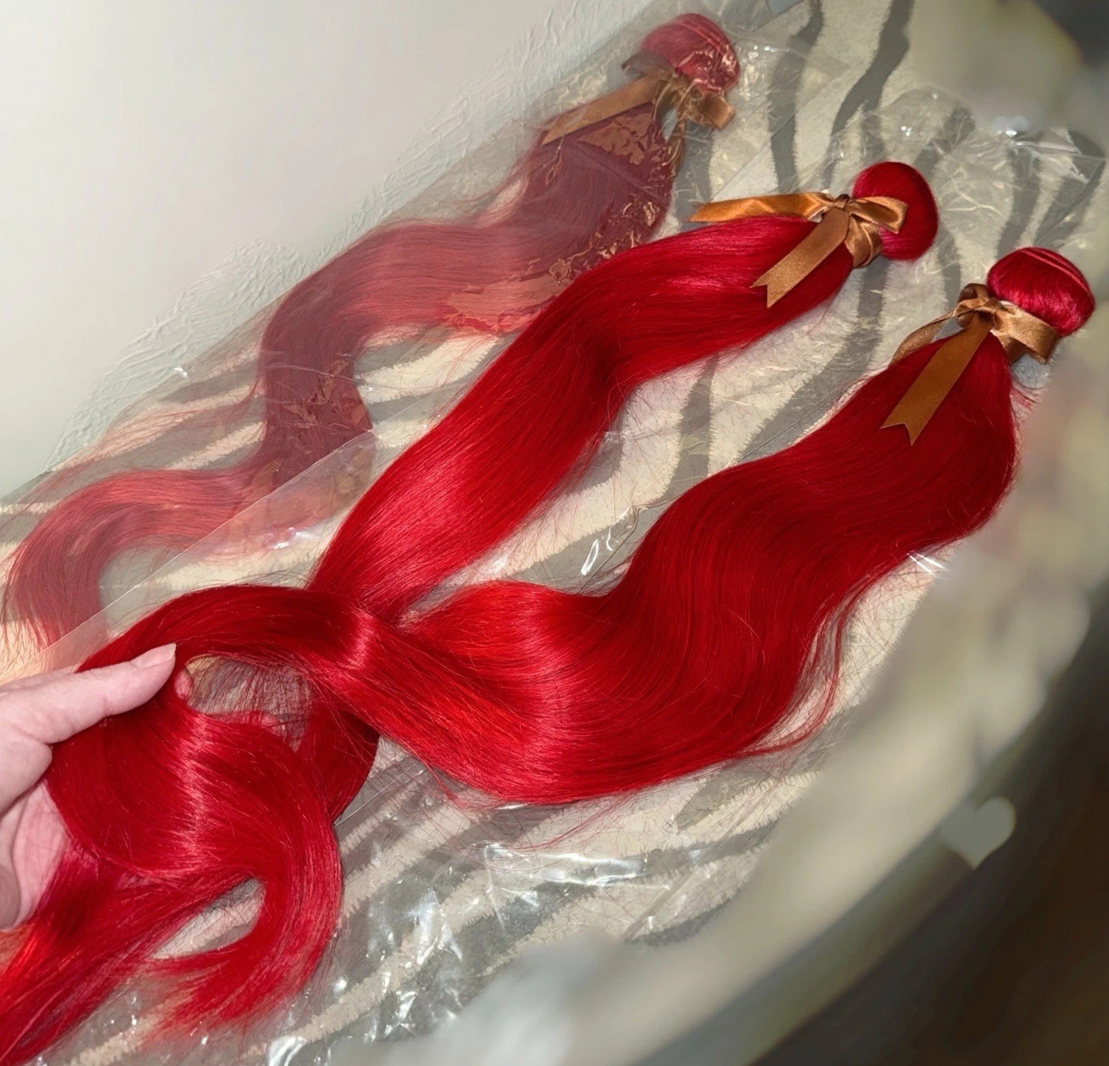 100% Human Hair,3 Pack,24,26,28 Inch,Bright Cherry Red,Body Wave Style,Bundles