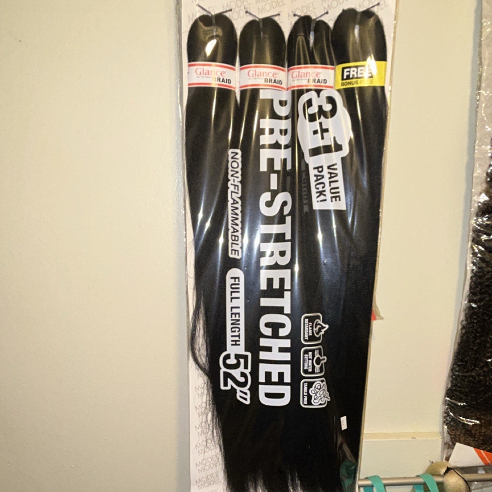 Glance Braid Pre-Stretched Synthetic Hair Extension Black 52in Non-Flammable 4 …