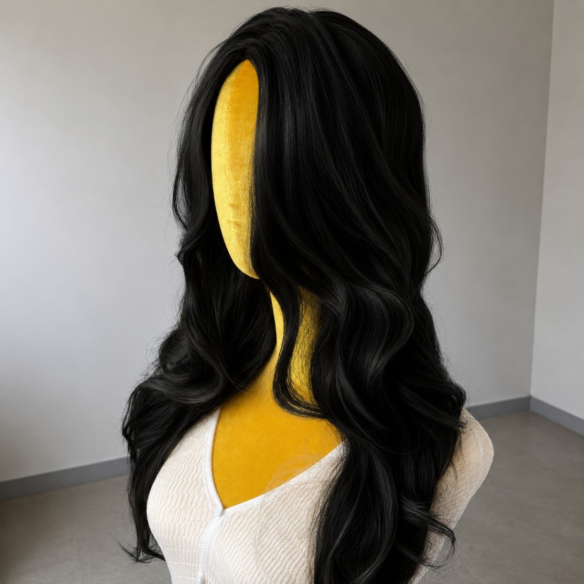Dress Up Wig Layered Black Long Wavy Heat Resistant Synthetic Hair