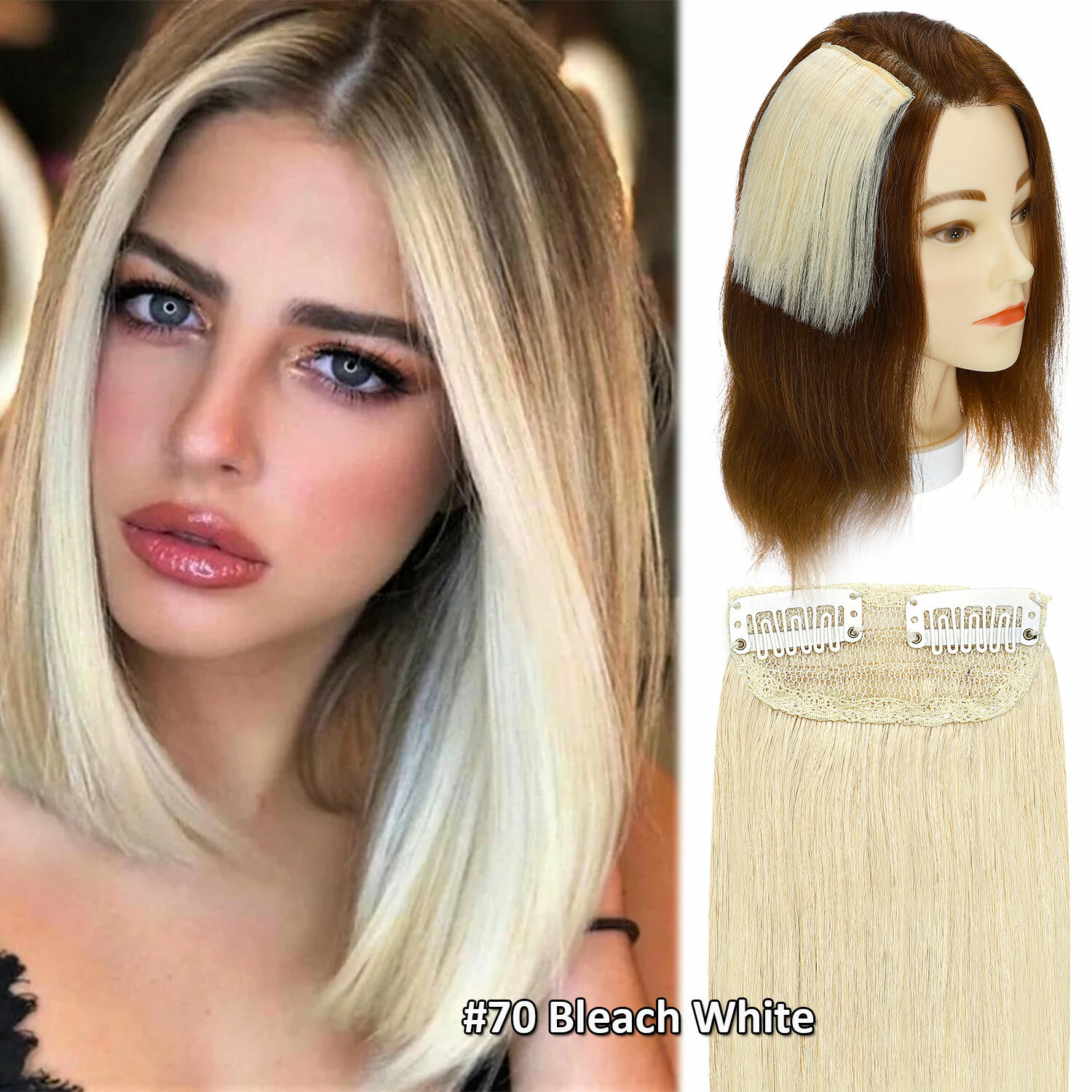 4″-12″ Short Hair Pad Clip In Real Remy Human Hair Extensions One Piece Blonde Q