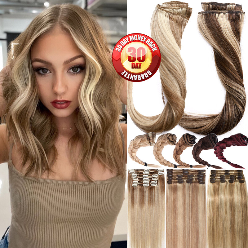 Luxury Clip In 100% Real Remy Human Hair Extensions Extra Thick Double Weft Mix