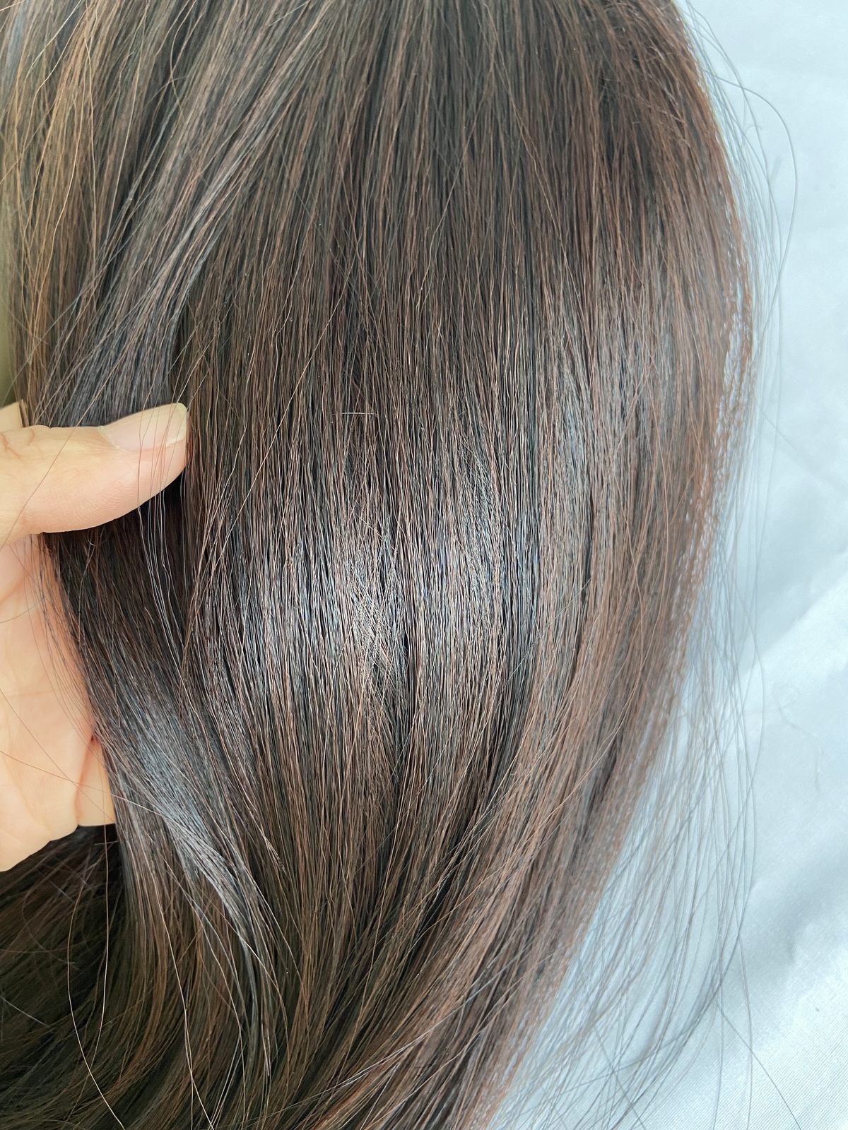 Long Straight Human Hair Blend Heat Ok Wigs Dark Brown Super Soft Natural Wigs