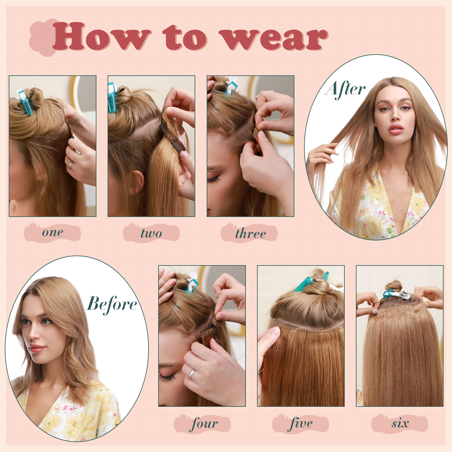 CLEARANCE Clip in Human Hair Extensions 8PCS Full Head 100%Real Remy Hair Blonde