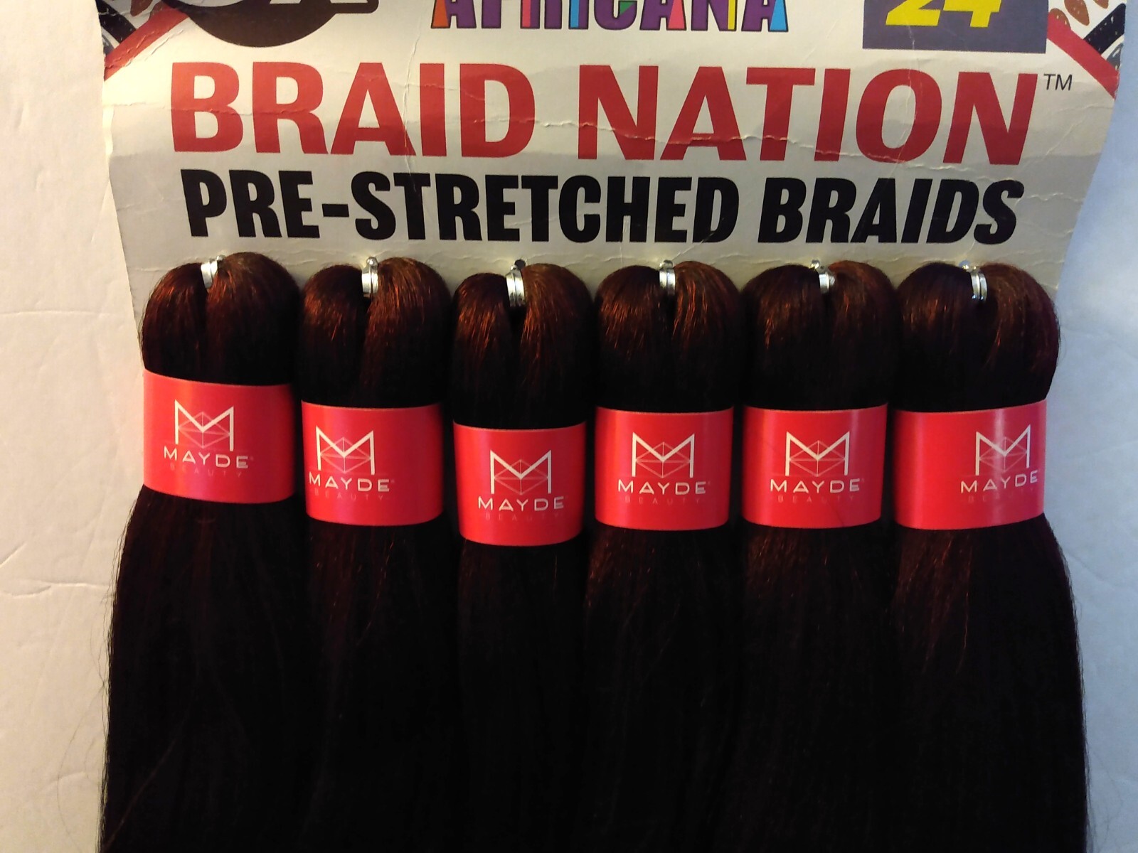 Mayde Africana Braid Nation Pre Stretched Braiding Hair Color T530 24in 6 Pack
