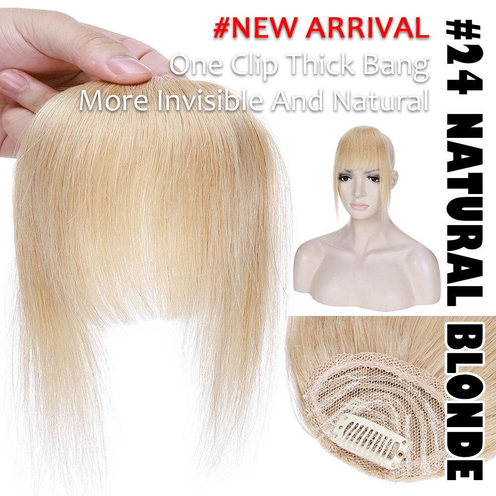 Real 100% Human Hair Bangs Extensions Clip In Thick Fringed Hairpiece Neat Front