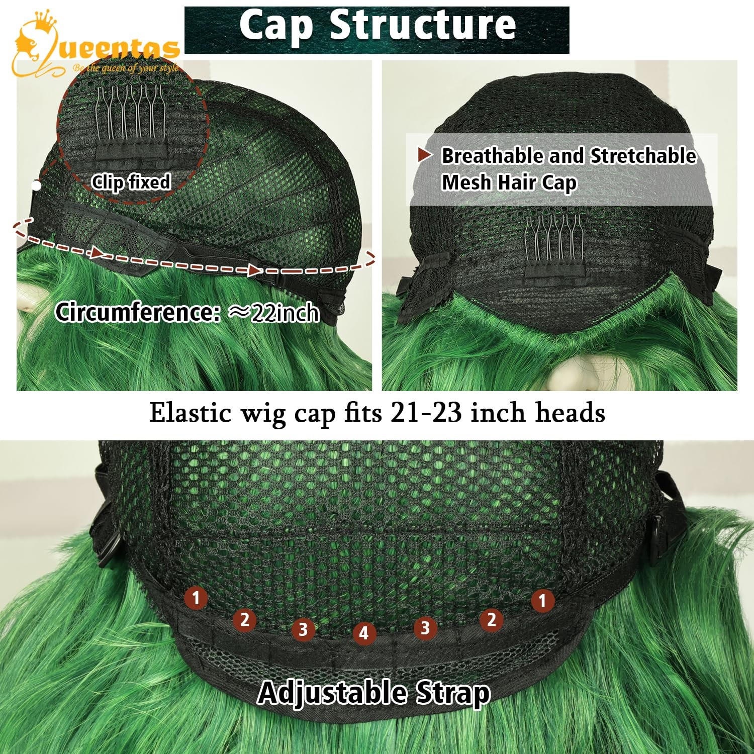 Queentas Short Green Wig For Men Clown Wigs For Men 70S 80S Mens Cosplay