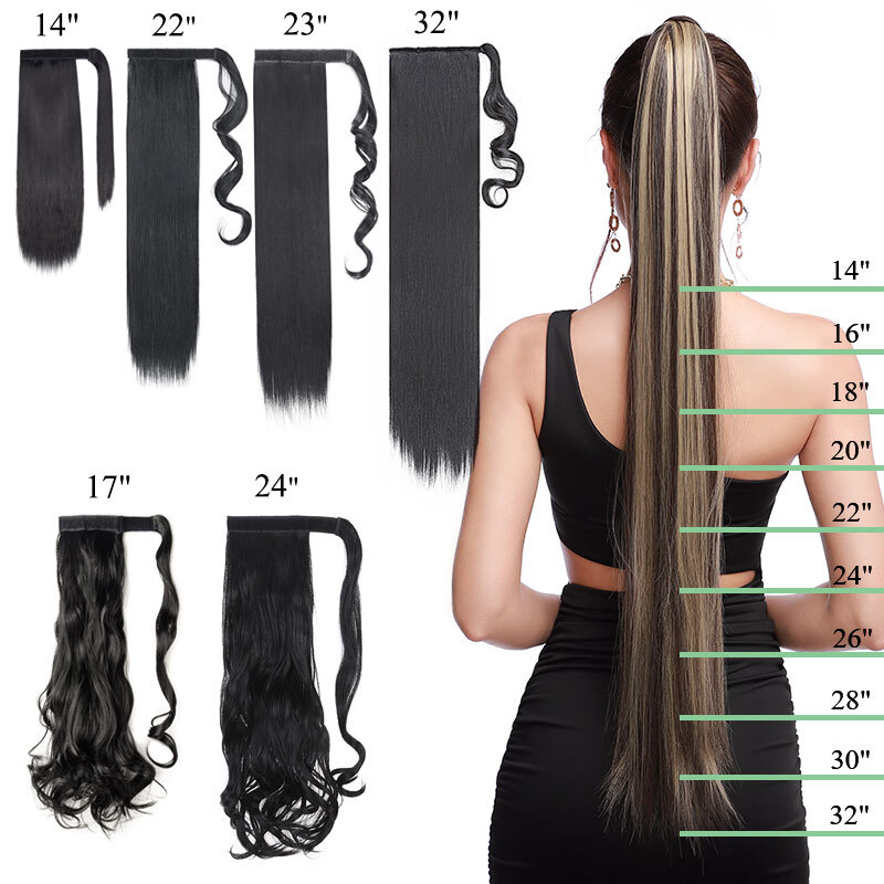 Curly/Straight Wrap on Ponytail Clip in 100% Natural Pony Tail Hair Extensions